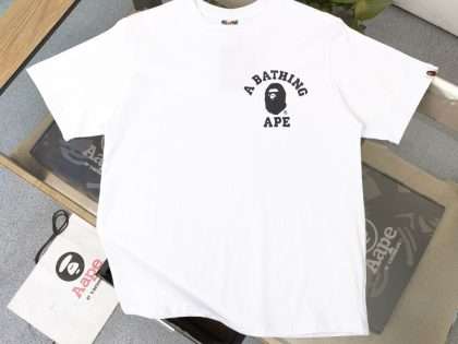 Replica Bape New Crew Neck T-shirts For Unisex Black White Apricot#NTS118