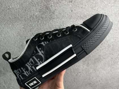 Replica Dior B23 LOW-TOP SNEAKER Black Oblique Canvas