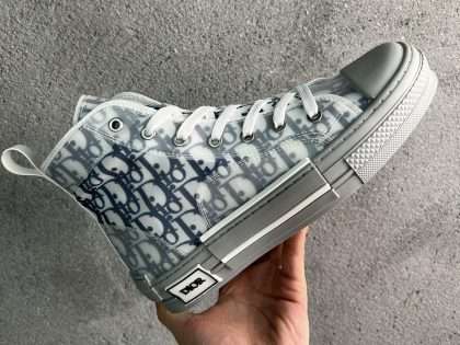 Replica Dior Essentials B23 HIGH-TOP SNEAKER White and Navy Blue Oblique Canvas