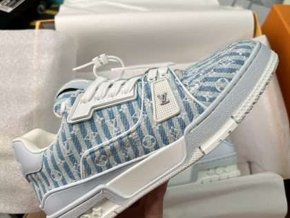 Replica Louis Vuitton 23New Monogram Sneakers Plain Toe Casual Style Unisex Blue