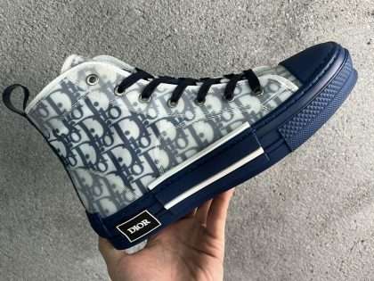 Replica Dior Essentials B23 HIGH-TOP SNEAKER Navy Blue Oblique Canvas