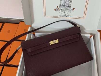 Replica Hermes New Kelly Elan Chevre Chamkila Noir Gold Hardware Women's Bag