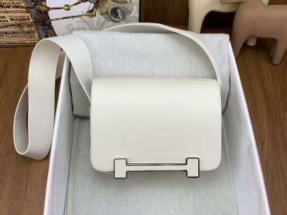 Replica Hermes Geta 20cm Chevre CK90 White