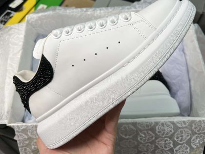 Replica Alexander Mcqueen Oversized Sneaker in White with Strass Spoiler Black