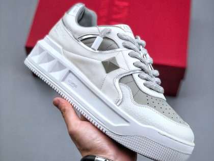Replica VALENTINO GARAVANI Grey & White One Stud Sneakers