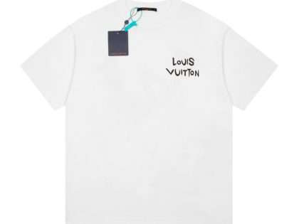 Replica Louis Vuitton New Crew Neck T-shirts For Unisex Black and White#NTS133