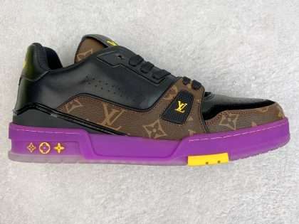 Replica LV Louis Vuitton Trainer Sneaker #54 Purple Black Brown