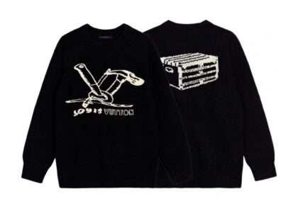 Replica Louis Vuitton Hammer Jacquard Round Neck Sweater For Unisex Black