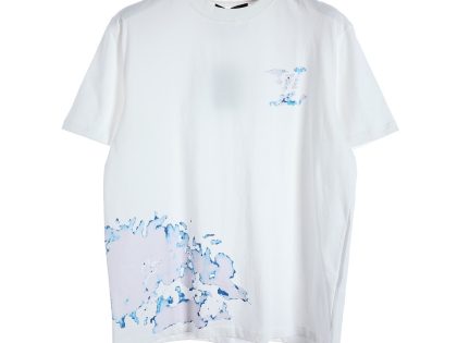 Replica Louis Vuitton Cloud Print Crew Neck T-shirts For Unisex Black and White#NTS192