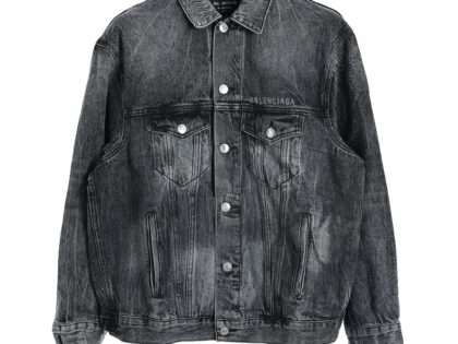 Replica Balenciaga Melting Smiley Face Washed and Distressed Denim Jacket For Unisex