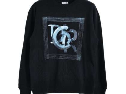 Replica Dior 23FW Ink Wash Painting Cotton Round Neck Sweatshirt Black and White for Unisex