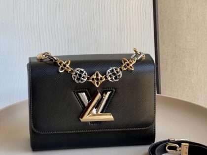 Replica Louis Vuitton Monogram Twist MM Epi Leather Handbags Women's Bags M22773 Black