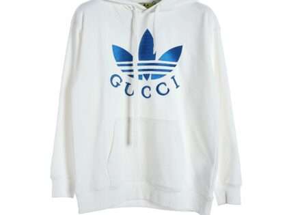 Replica Gucci x Adidas Collaboration Embroidered Hoodie For Unisex White