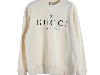 Replica Gucci Simple Logo Letter Print Round Neck Sweatshirt For Unisex Black Apricot