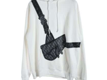 Replica Dior CD Saddlebag PrintedHoodie For Unisex White