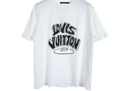 Replica Louis Vuitton Letter Logo Three-dimensional Velvet Foam Printed T-shirt For Unisex White
