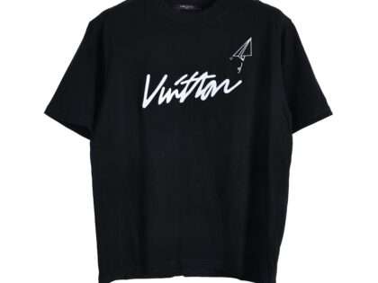 Replica Louis Vuitton Letter Paper Airplane Embroidered T-Shirt Unisex For Black