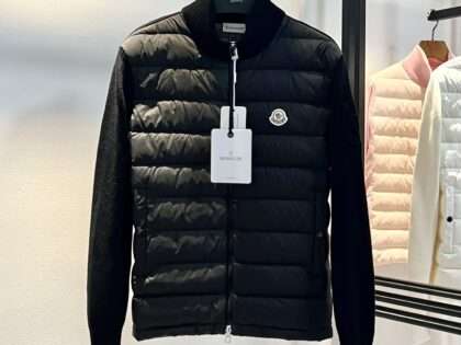 Replica Moncler FW Lightweight Down Jacket Patchwork for Men Black and White