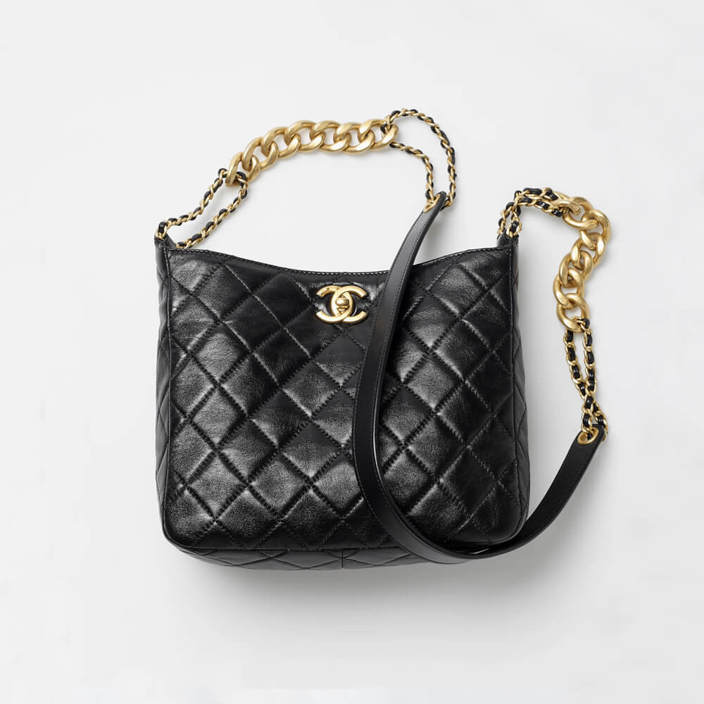 Chanel Small Hobo Bag Crumpled Lambskin & Gold-Tone Metal Black from NIKKY  & KAREN : r/DesignerReps